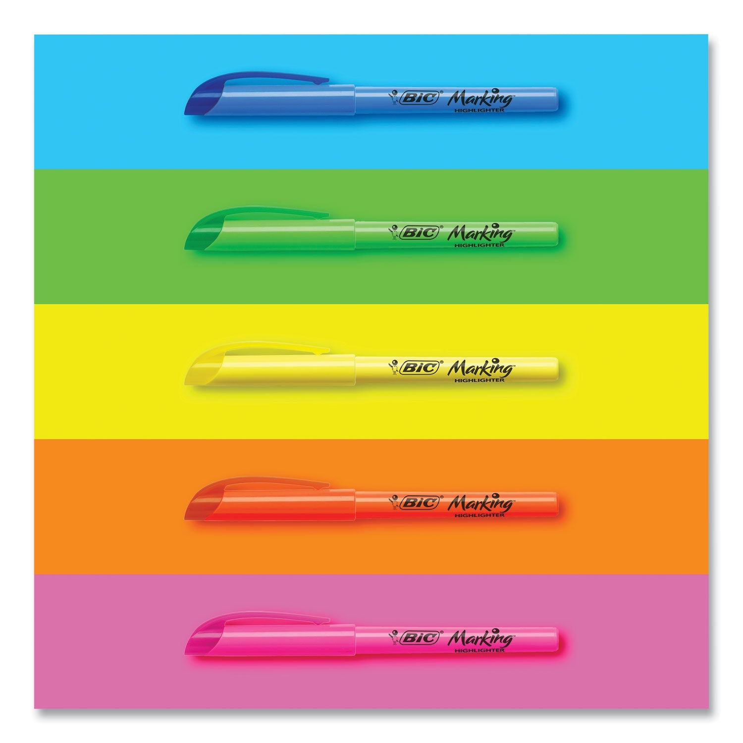 BIC Brite Liner Highlighter, Fluorescent Orange Ink, Chisel Tip, Orange/Black Barrel, Dozen