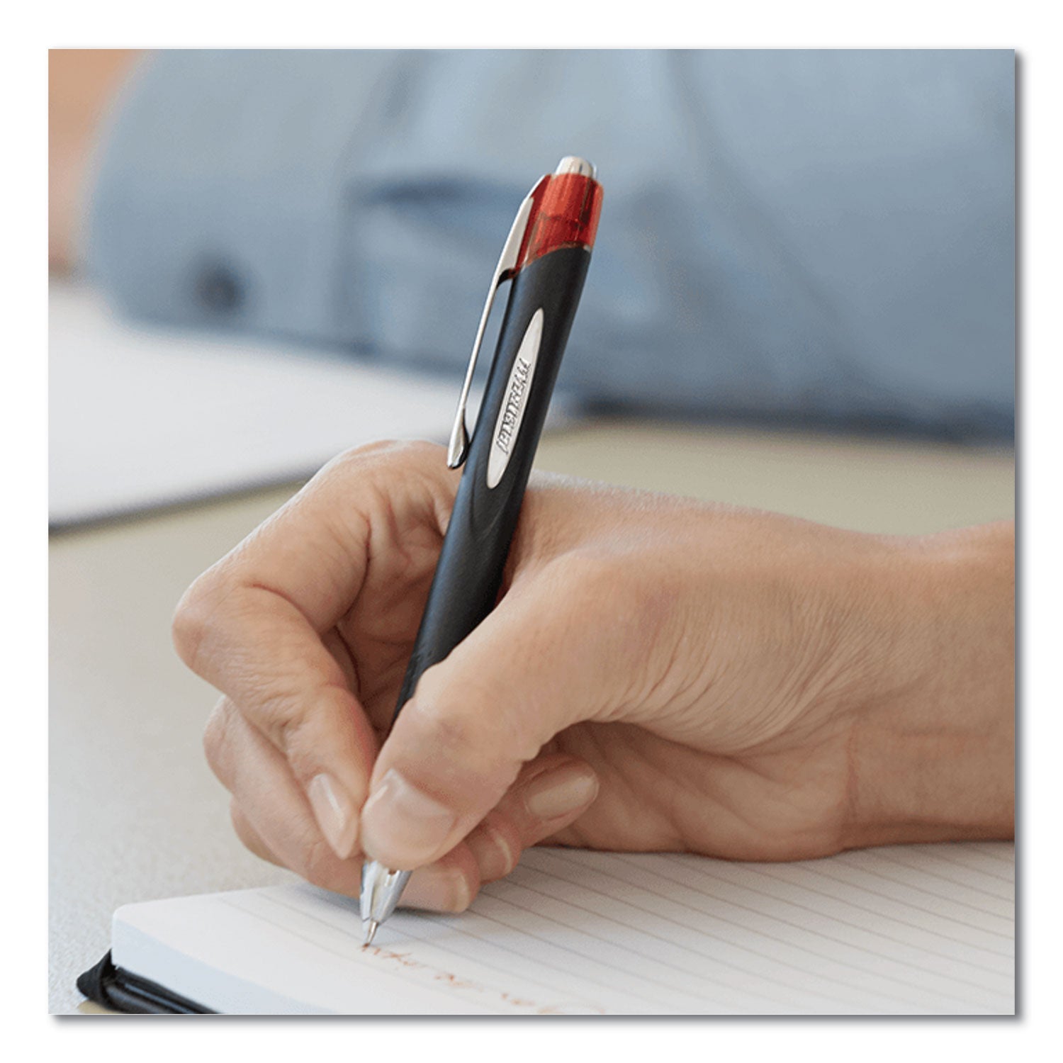 uniball Jetstream Retractable Ballpoint Pen, Bold 1 mm, Blue Ink, Black Barrel
