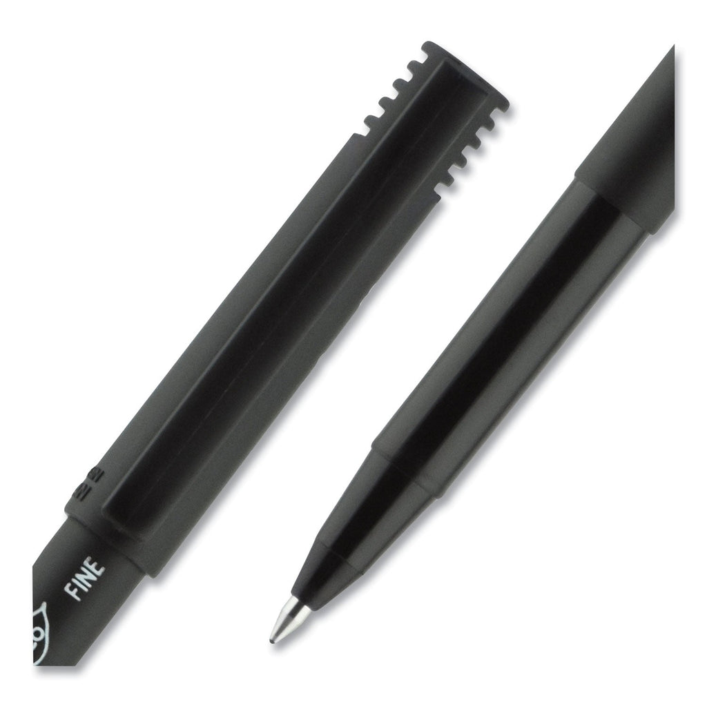 uniball ONYX Roller Ball Pen, Stick, Fine 0.7 mm, Black Ink, Black Matte Barrel, Dozen