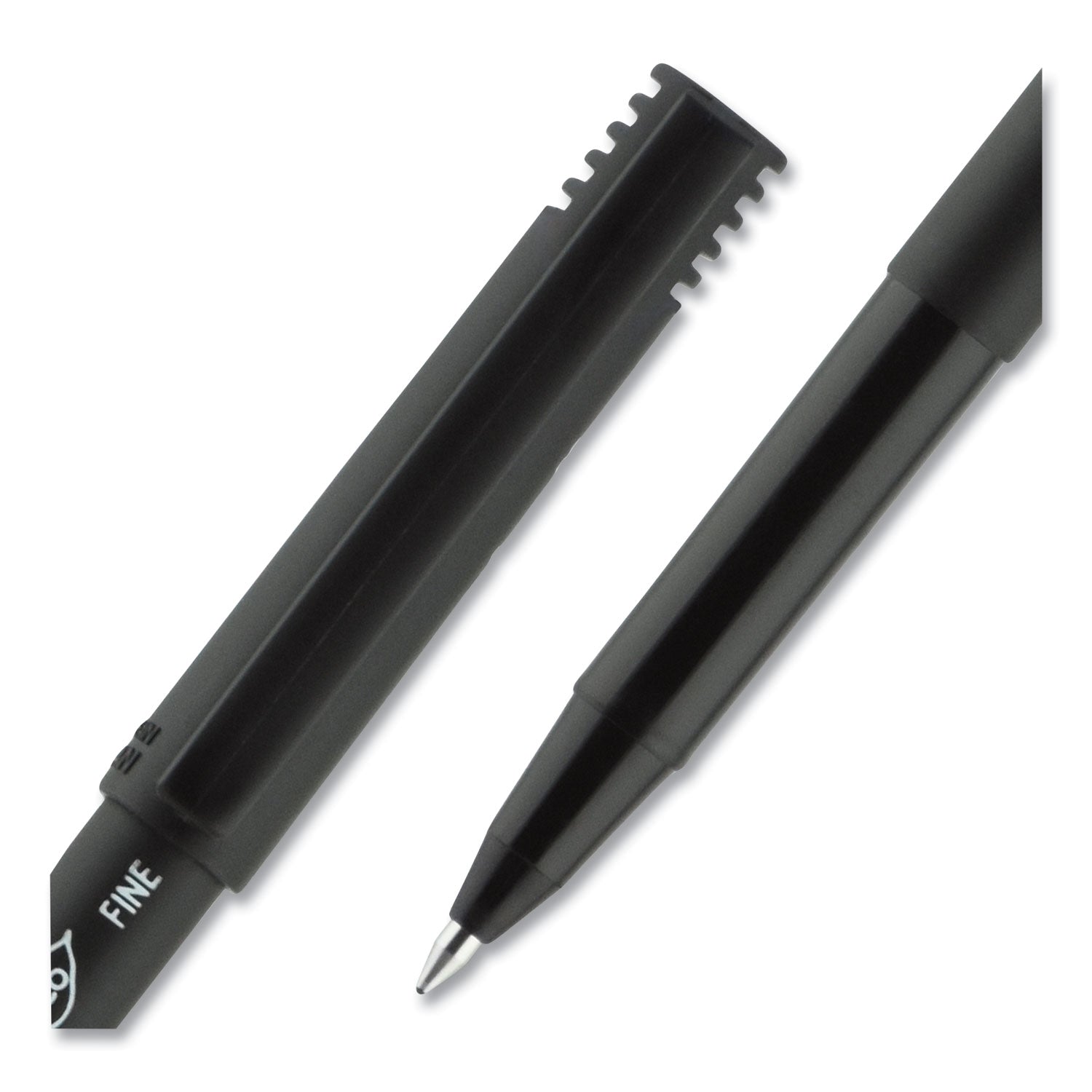 uniball ONYX Roller Ball Pen, Stick, Fine 0.7 mm, Black Ink, Black Matte Barrel, Dozen