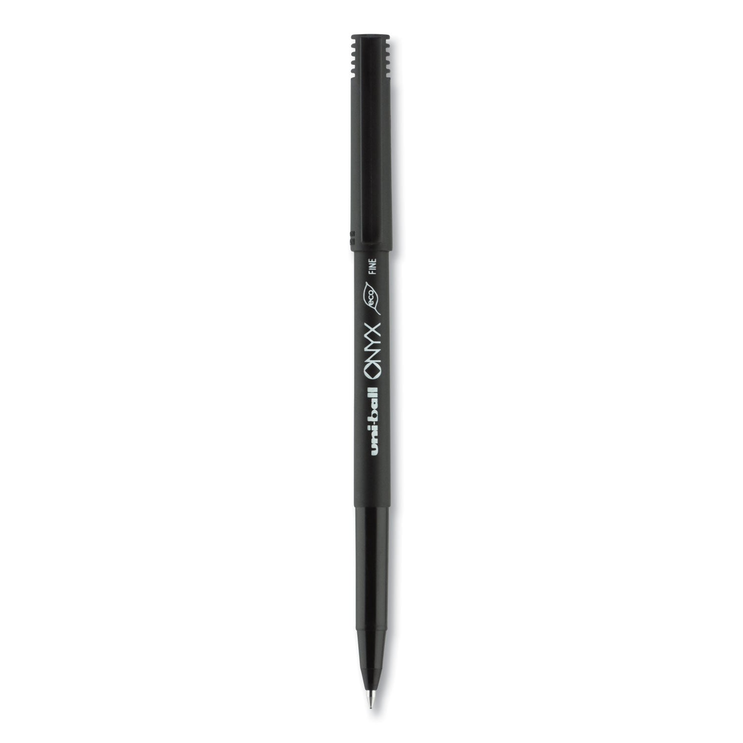 uniball ONYX Roller Ball Pen, Stick, Fine 0.7 mm, Black Ink, Black Matte Barrel, Dozen