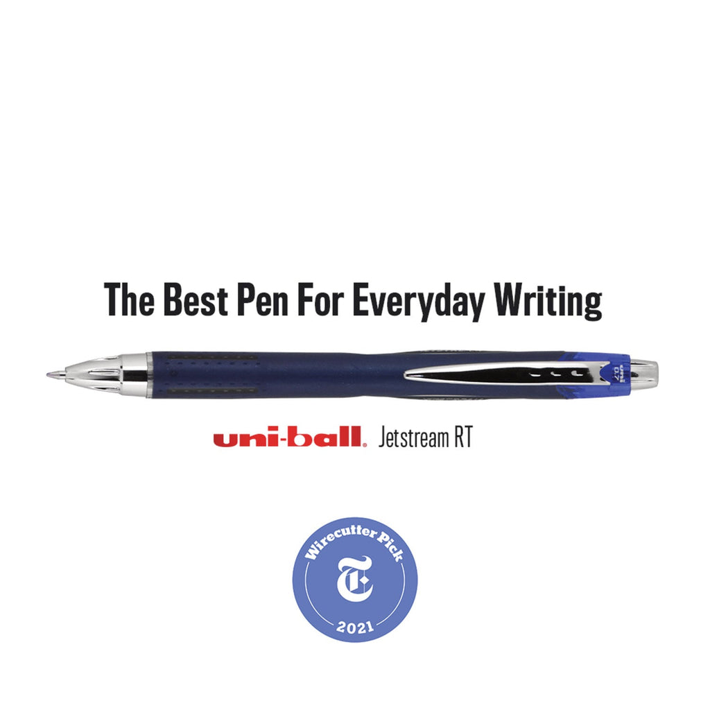 uniball Jetstream Retractable Ballpoint Pen, Bold 1 mm, Blue Ink, Black Barrel
