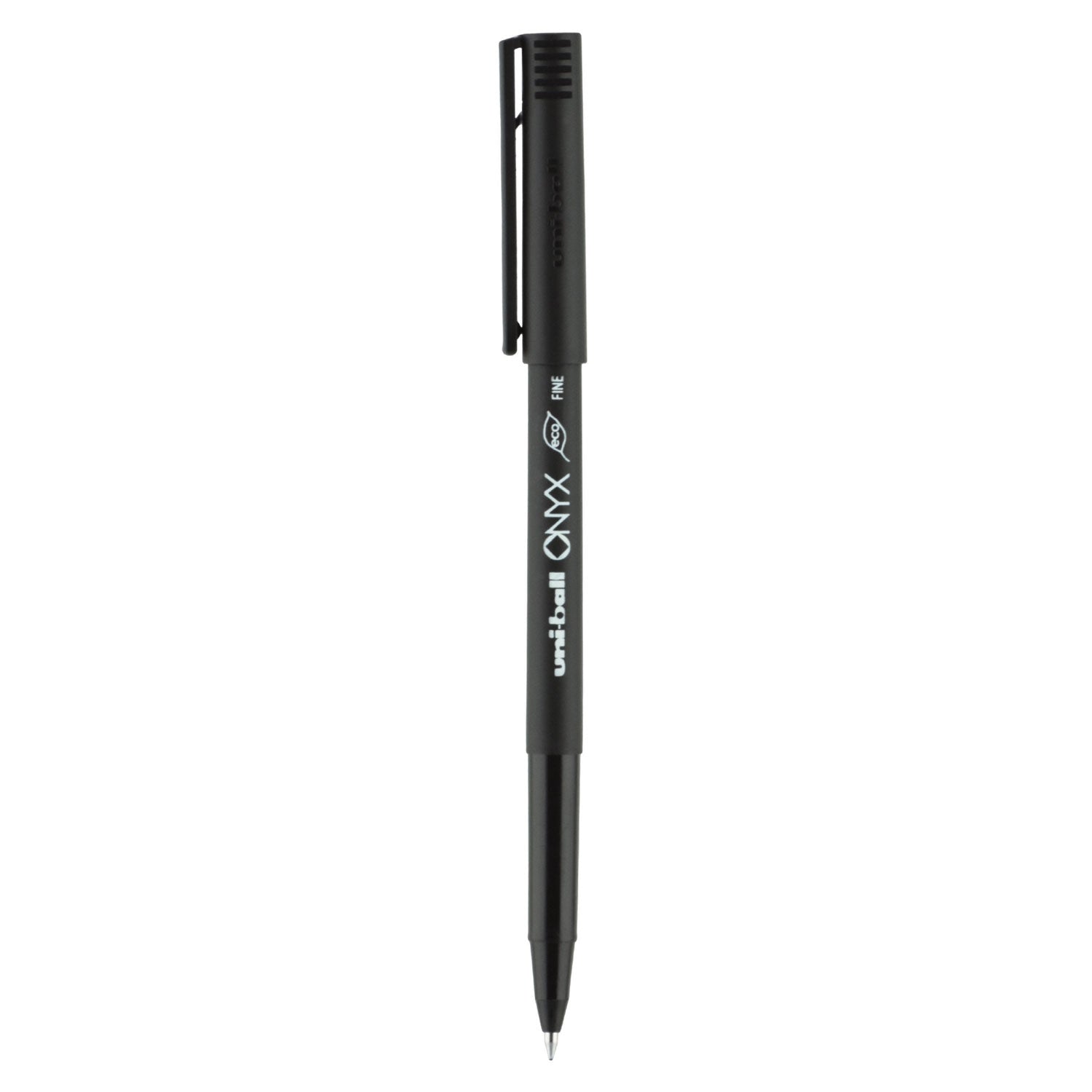 uniball ONYX Roller Ball Pen, Stick, Fine 0.7 mm, Black Ink, Black Matte Barrel, Dozen