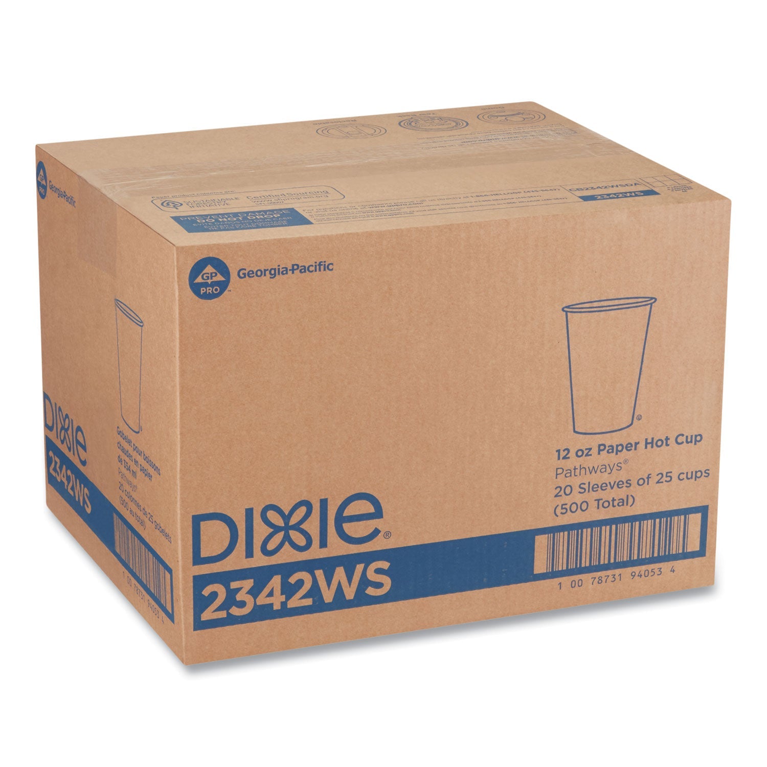 Dixie Pathways Paper Hot Cups, 12 oz, 25/Pack