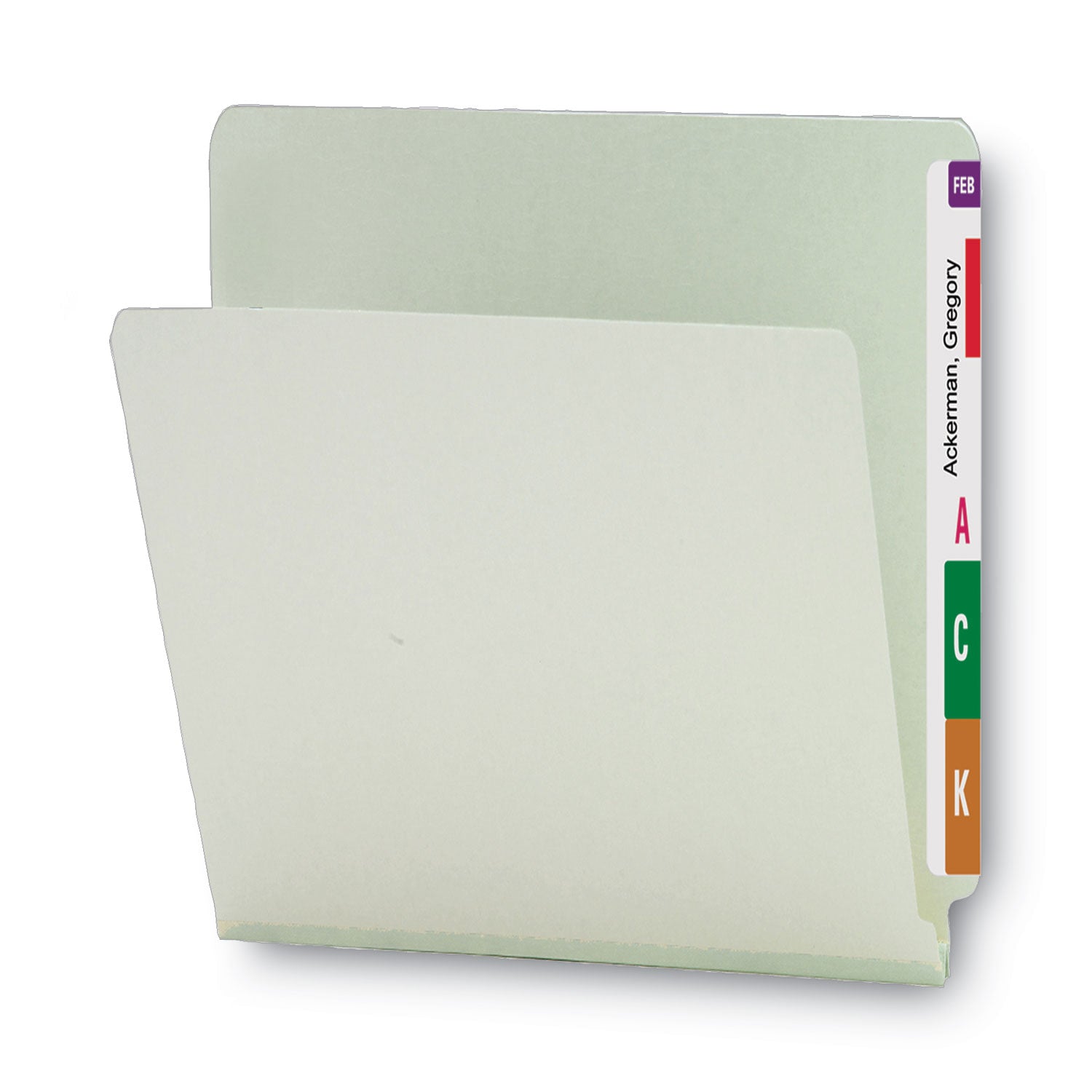 Smead Extra-Heavy Recycled Pressboard End Tab Folders, Straight Tabs, Letter Size, 1" Expansion, Gray-Green, 25/Box