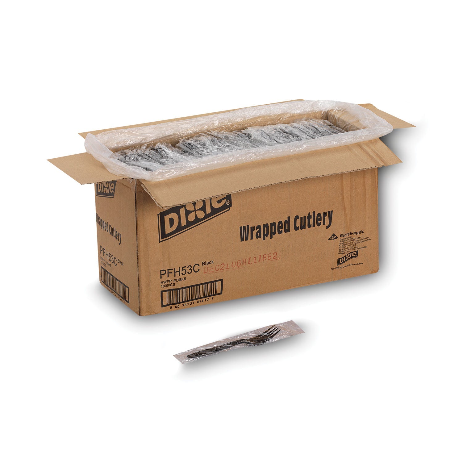 Dixie Individually Wrapped Heavyweight Forks, Polypropylene, Black, 1,000/Carton