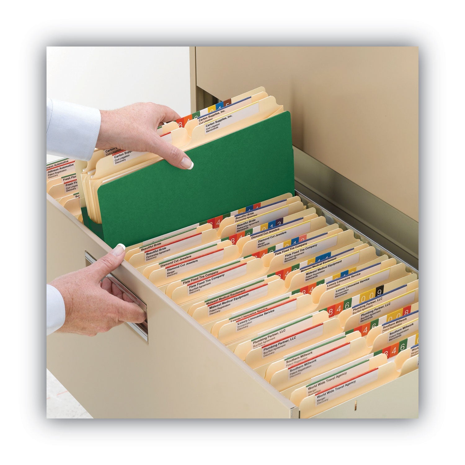 Smead Colored File Pockets, 1.75" Expansion, Letter Size, Green