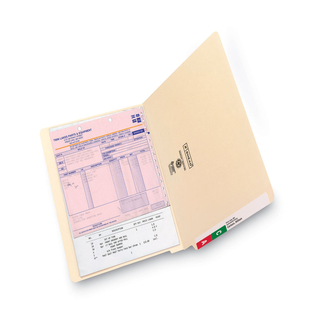 Smead Heavyweight Manila End Tab Folders, 9.5" High Front, Straight Tabs, Legal Size, 0.75" Expansion, Manila, 100/Box