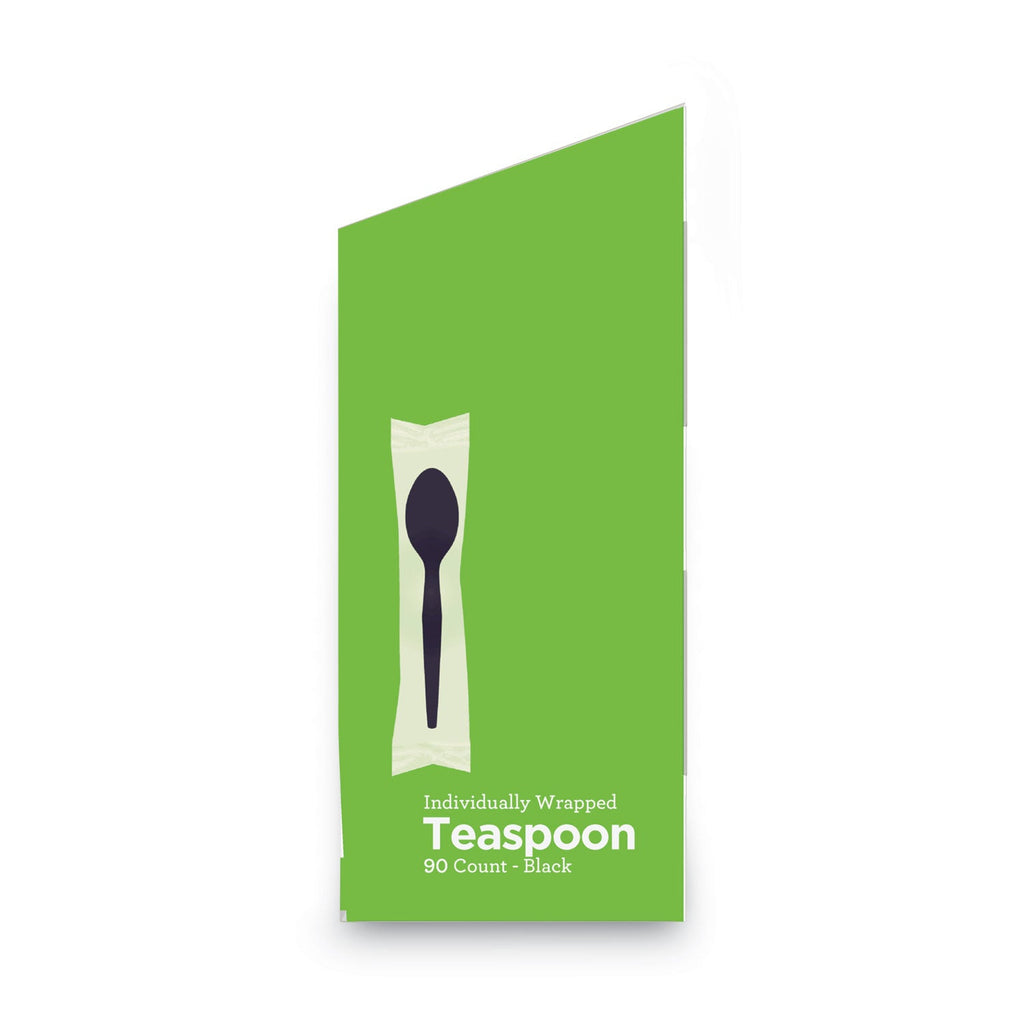 Dixie Grab’N Go Wrapped Cutlery, Teaspoons, Black, 90/Box, 6 Box/Carton