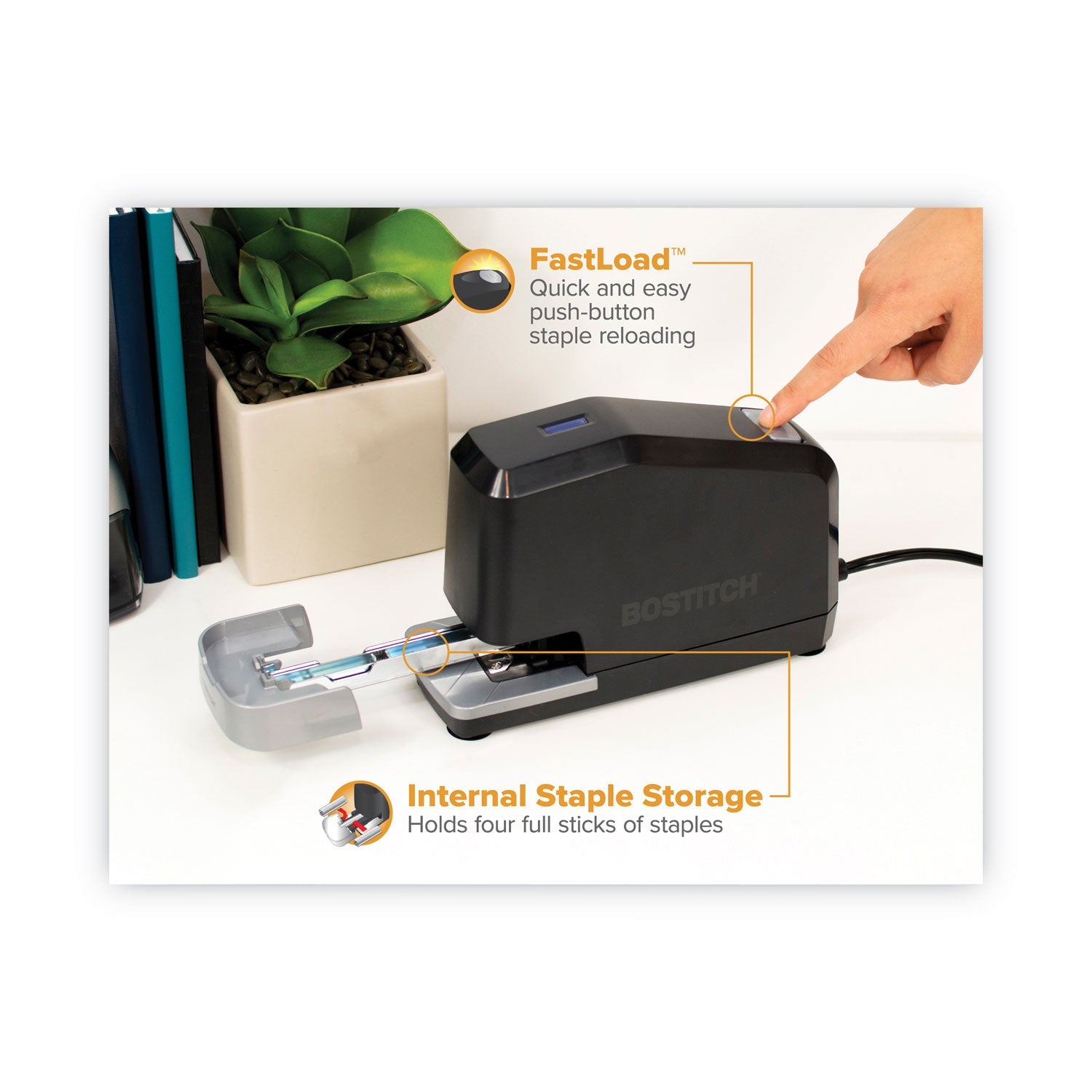 Bostitch Impulse 30 Electric Stapler, 30-Sheet Capacity, Black