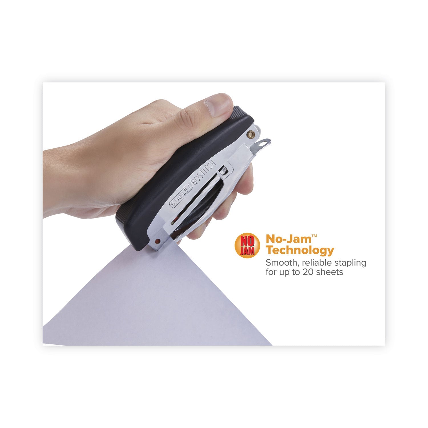 Bostitch Deluxe Hand-Held Stapler, 20-Sheet Capacity, Black