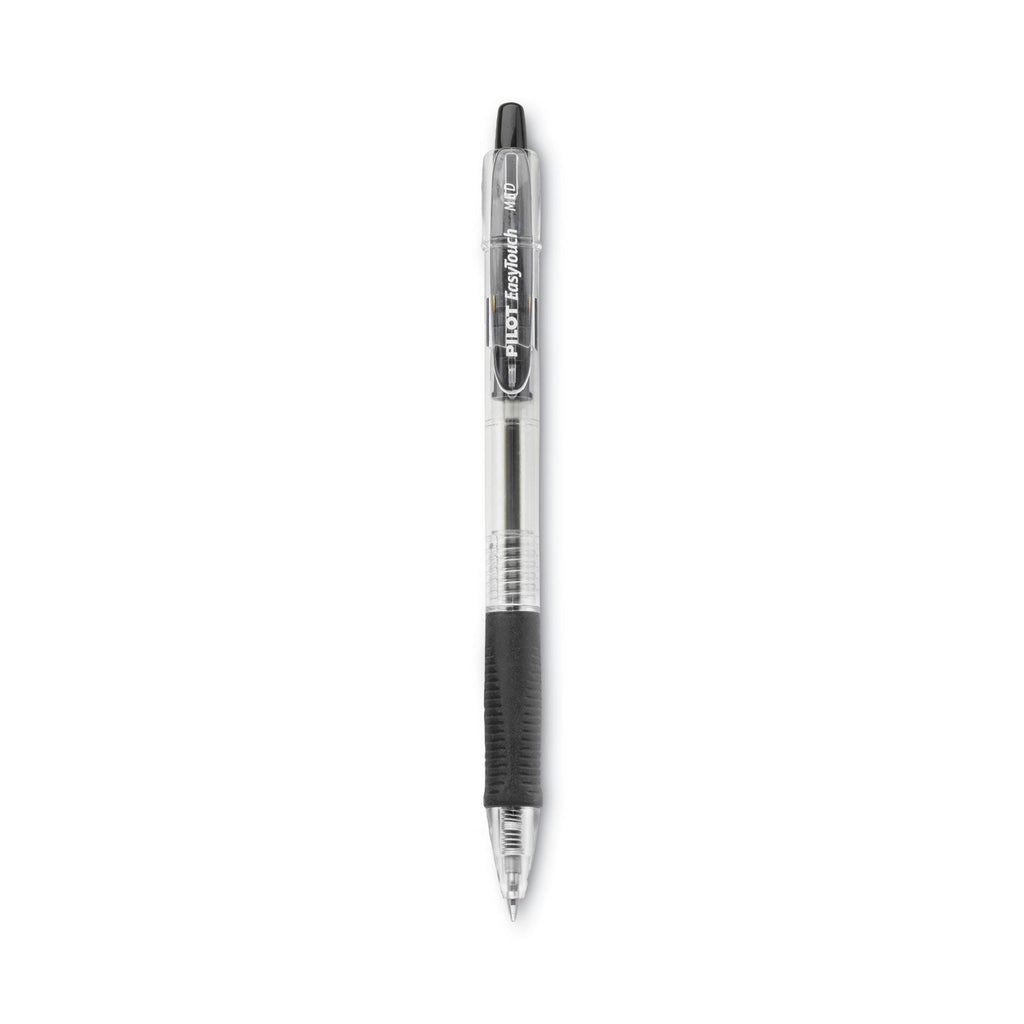 Pilot EasyTouch Ballpoint Pen, Retractable, Medium 1 mm, Black Ink, Clear Barrel, Dozen