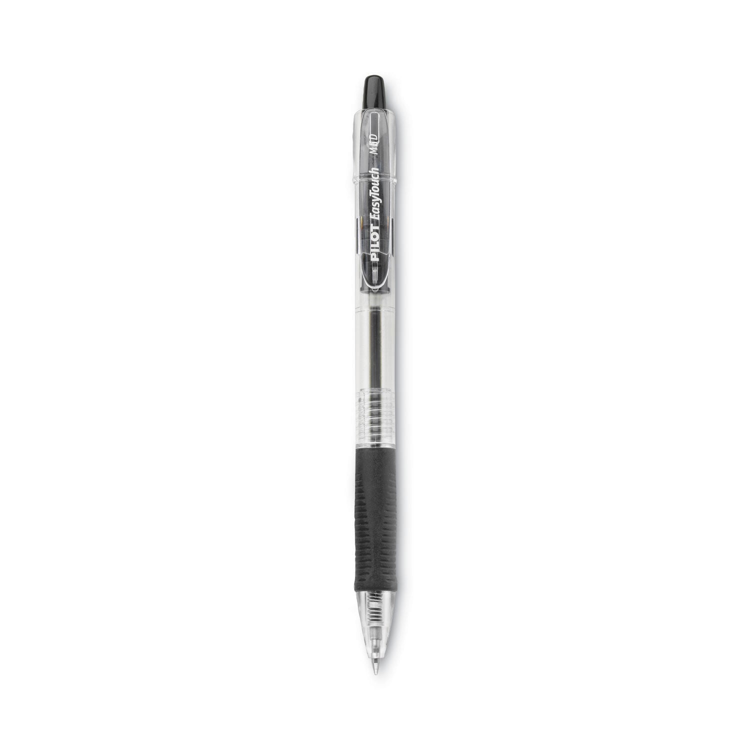 Pilot EasyTouch Ballpoint Pen, Retractable, Medium 1 mm, Black Ink, Clear Barrel, Dozen