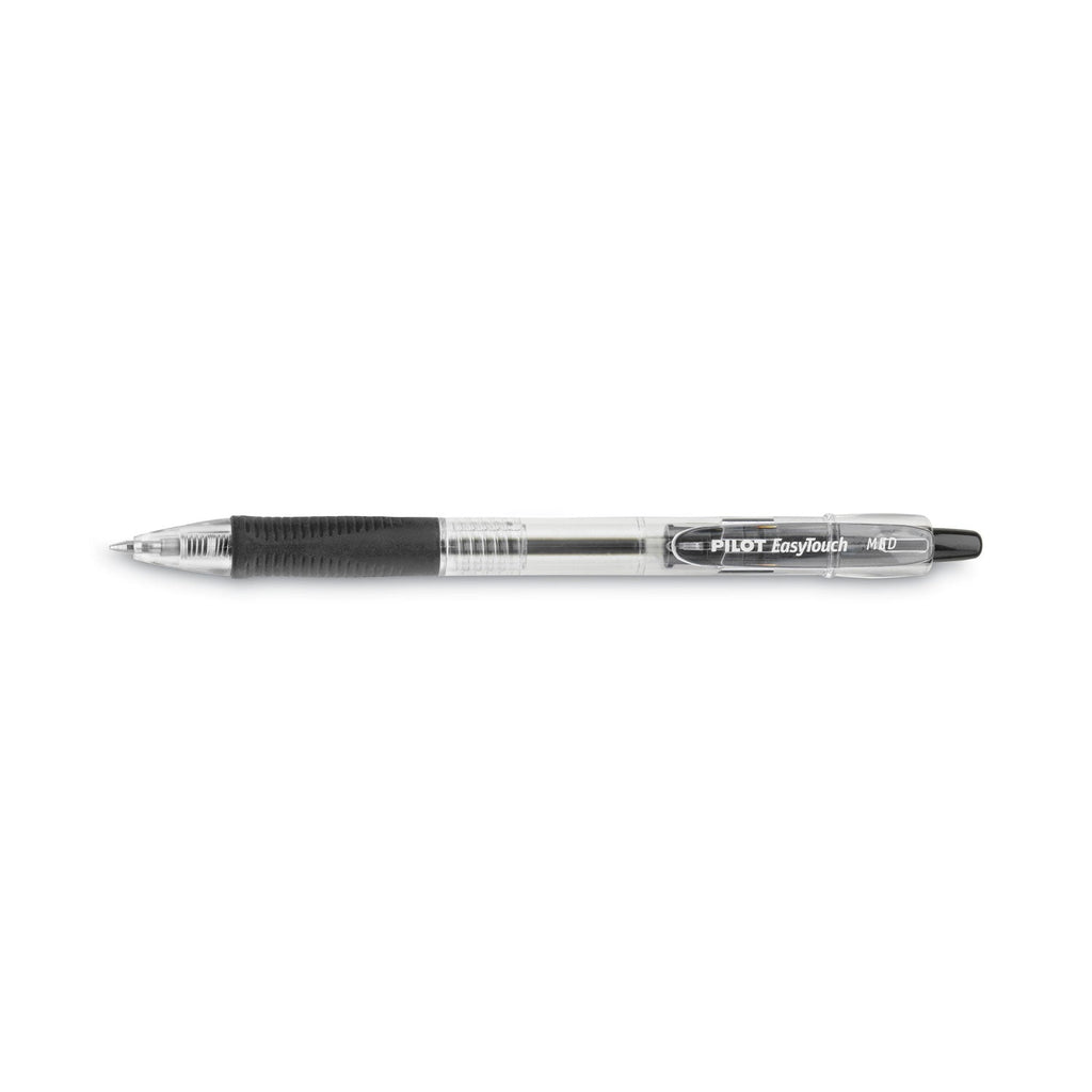 Pilot EasyTouch Ballpoint Pen, Retractable, Medium 1 mm, Black Ink, Clear Barrel, Dozen