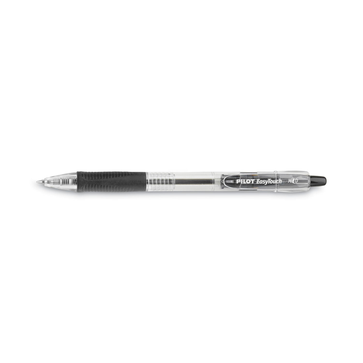 Pilot EasyTouch Ballpoint Pen, Retractable, Medium 1 mm, Black Ink, Clear Barrel, Dozen