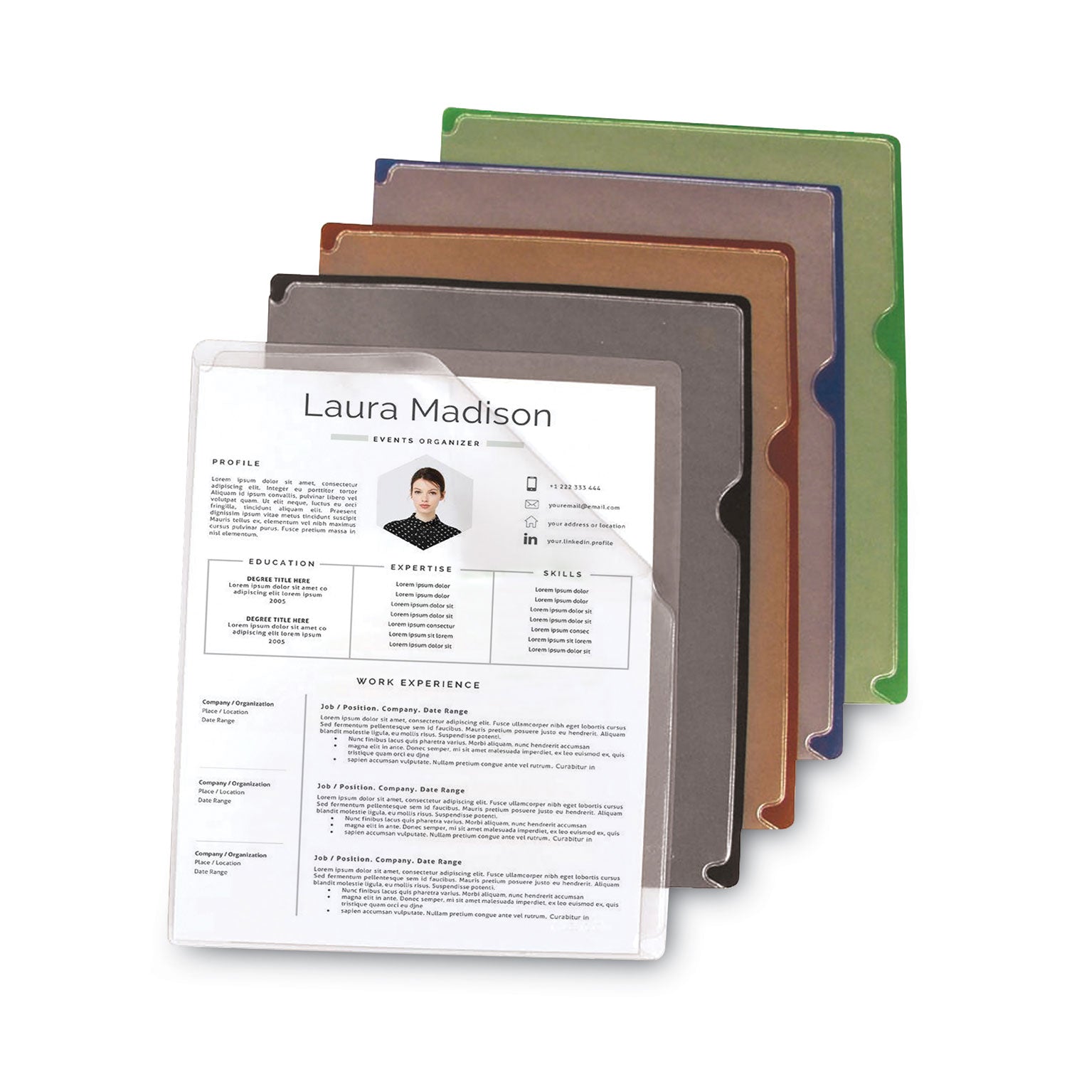 C-Line Deluxe Vinyl Project Folders, Letter Size, Assorted Colors, 35/Box