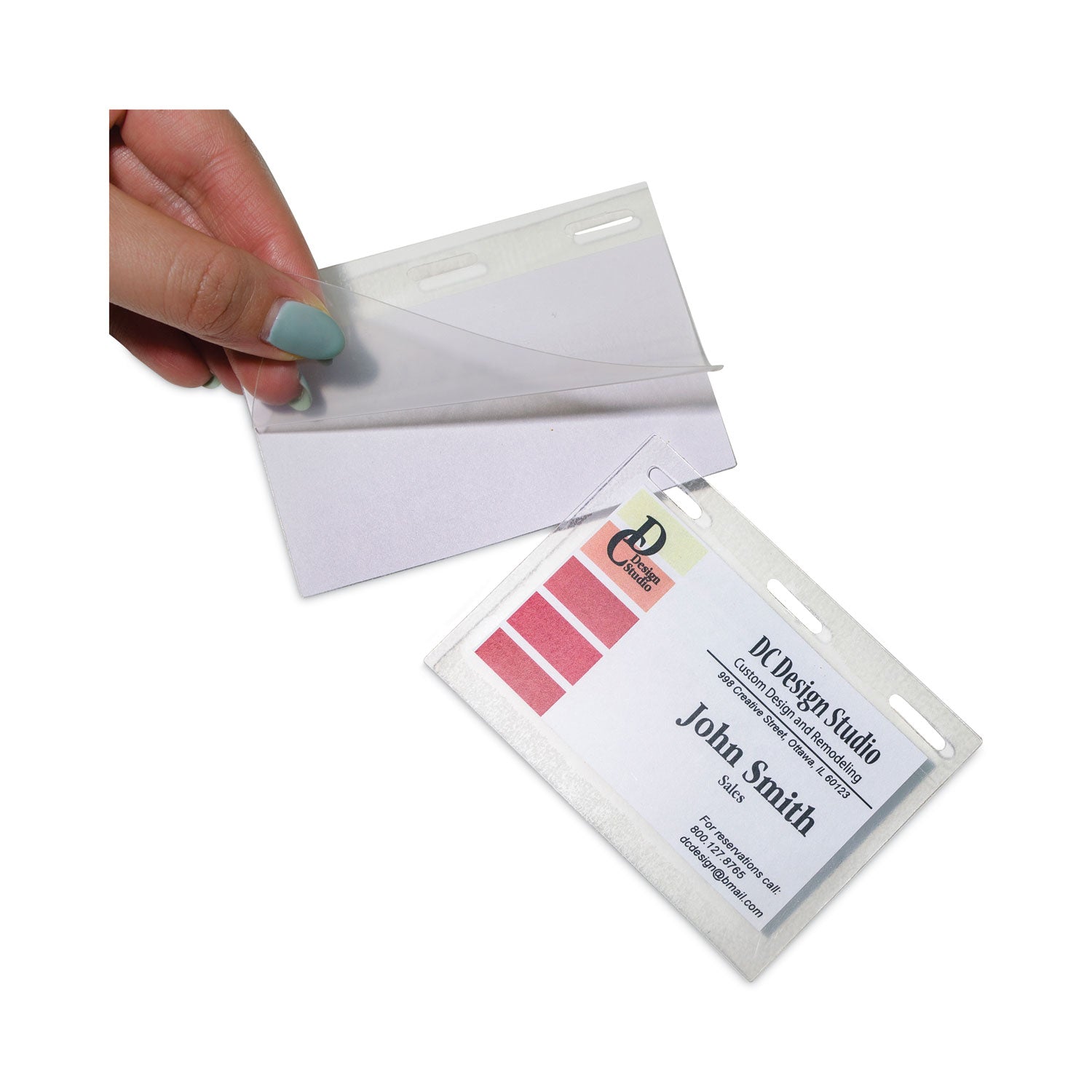 C-Line Self-Laminating Magnetic Style Name Badge Holder Kit, 2" x 3", Clear, 20/Box