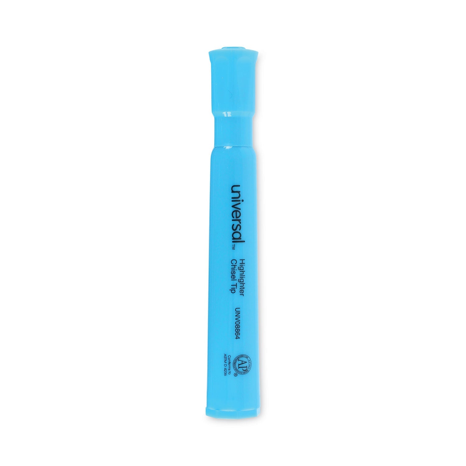 Universal Desk Highlighters, Fluorescent Blue Ink, Chisel Tip, Blue Barrel, Dozen