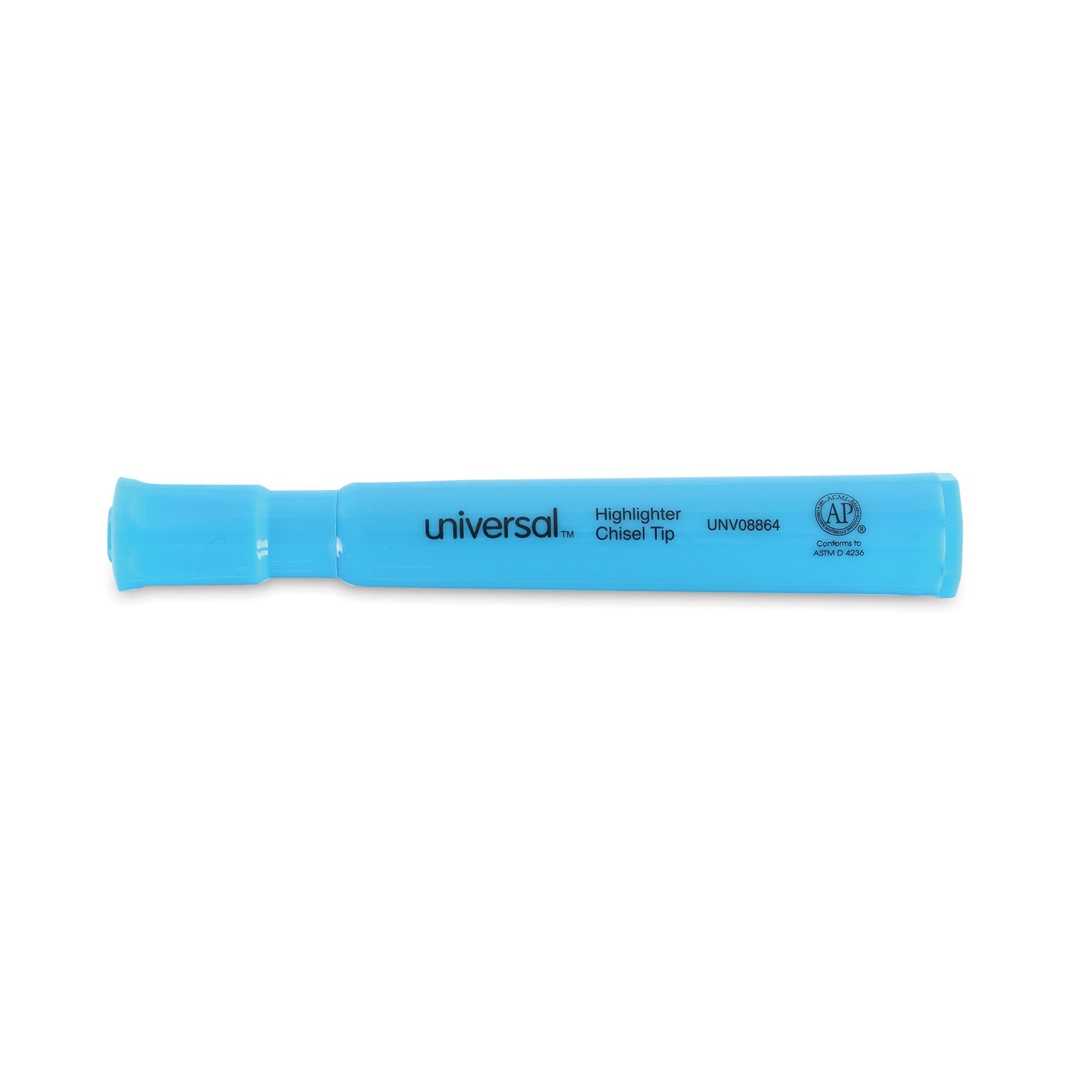 Universal Desk Highlighters, Fluorescent Blue Ink, Chisel Tip, Blue Barrel, Dozen