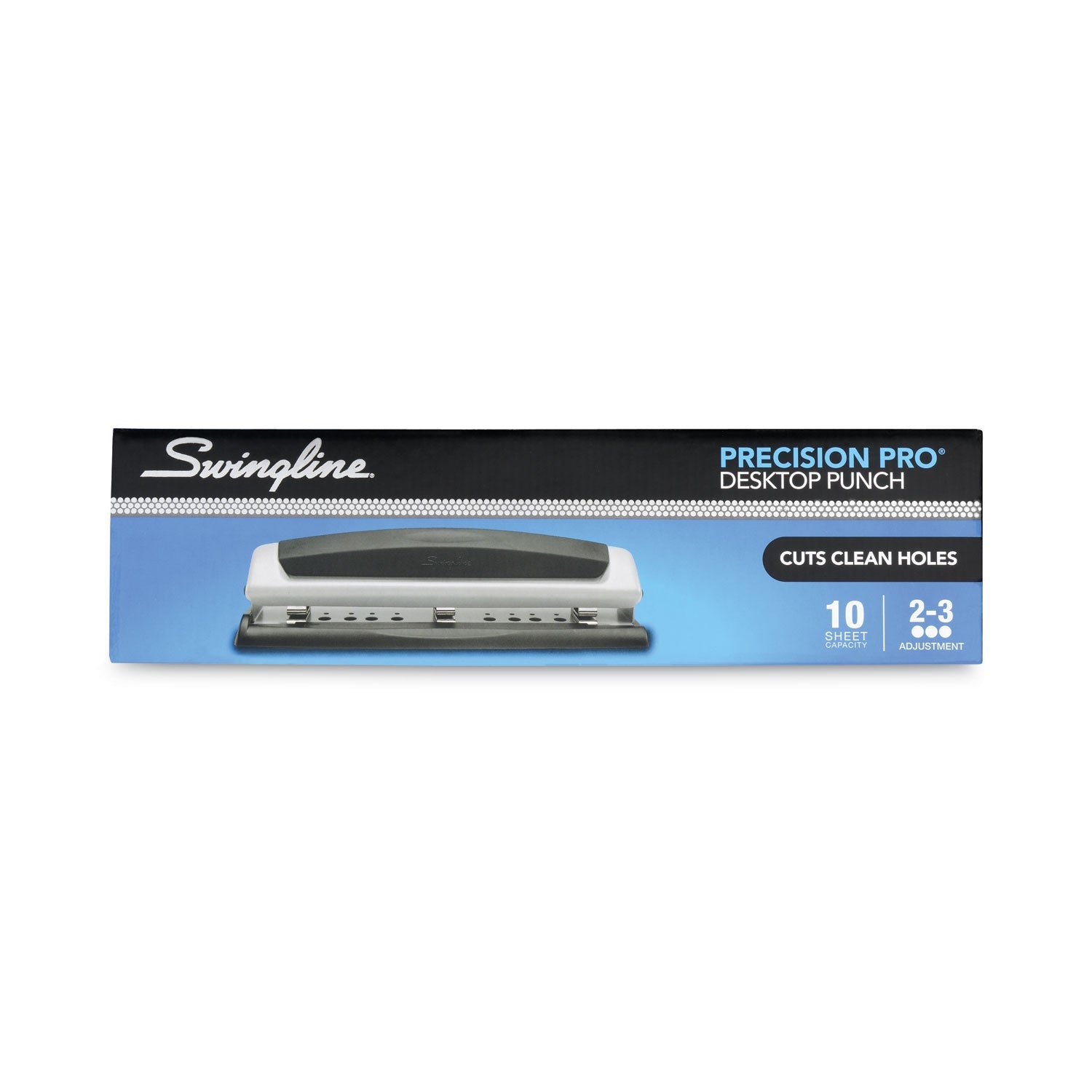 Swingline 10-Sheet Precision Pro Desktop Two- to Three-Hole Punch, 9/32" Holes