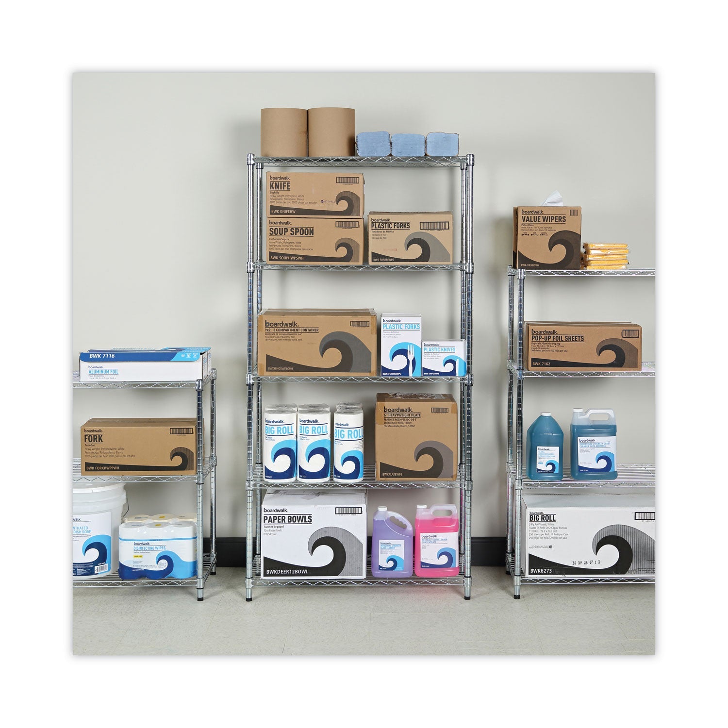 Alera Residential Wire Shelving, Five-Shelf, 36w x 14d x 72h, Silver