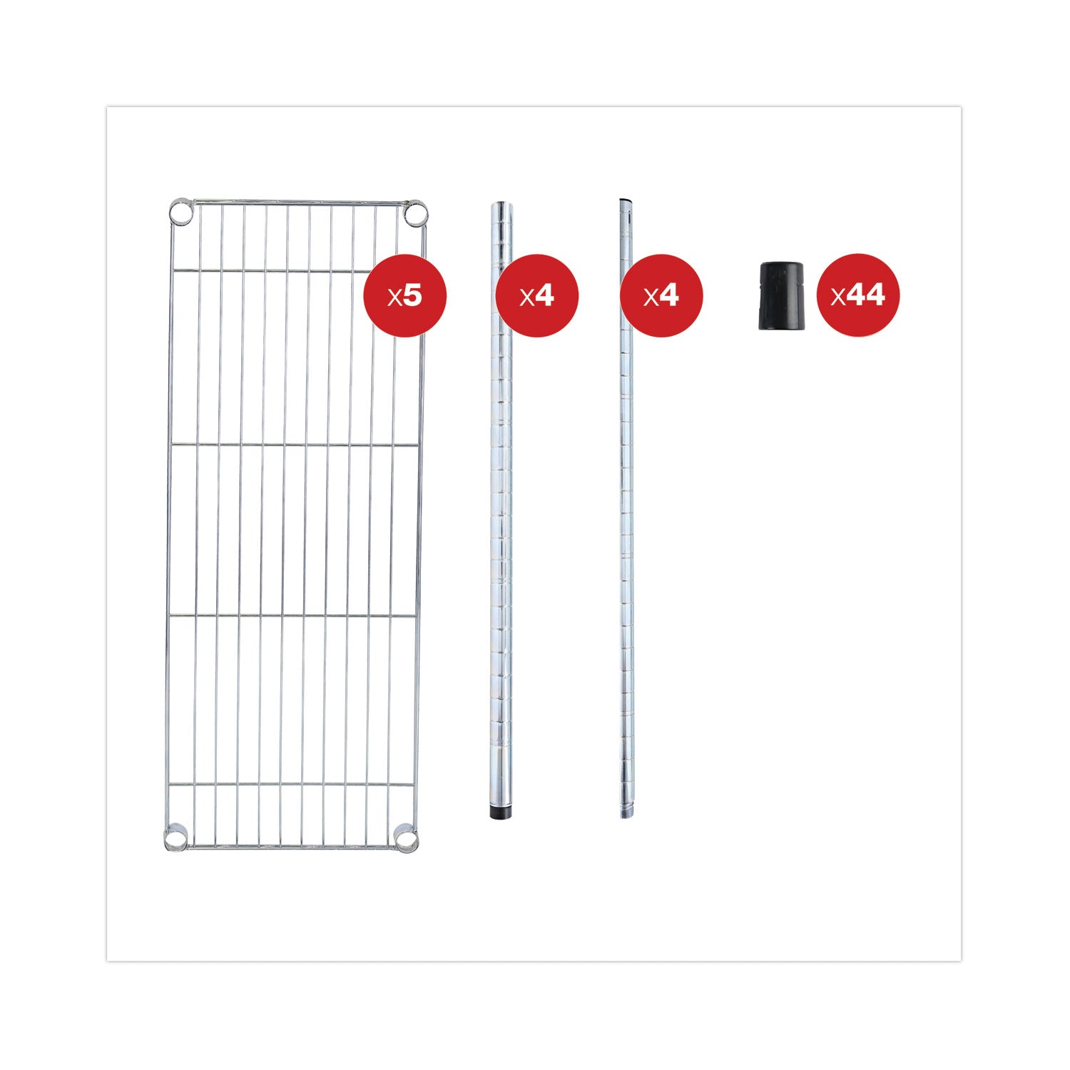 Alera Residential Wire Shelving, Five-Shelf, 36w x 14d x 72h, Silver