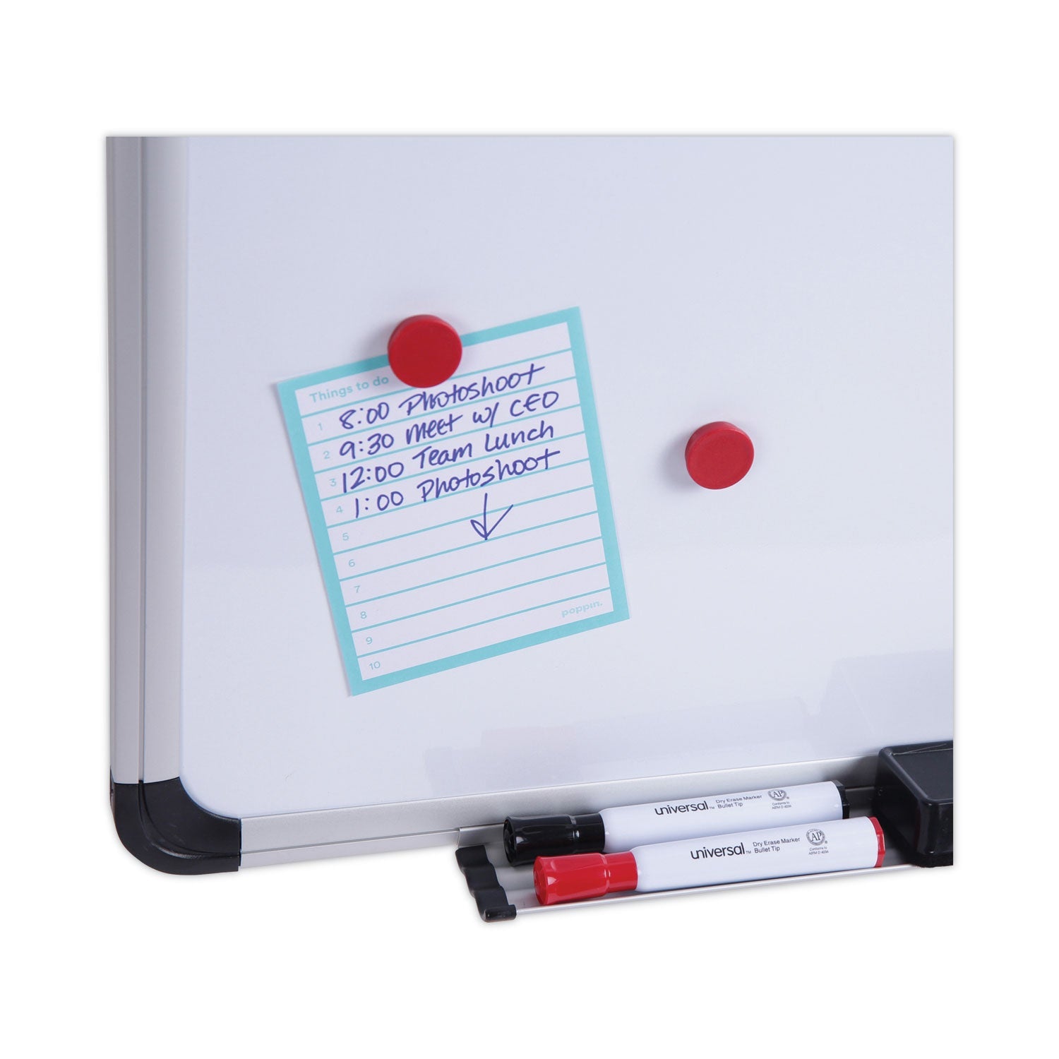 Universal Cork/Dry Erase Board, Melamine, 24 x 18, Black/Gray Aluminum/Plastic Frame