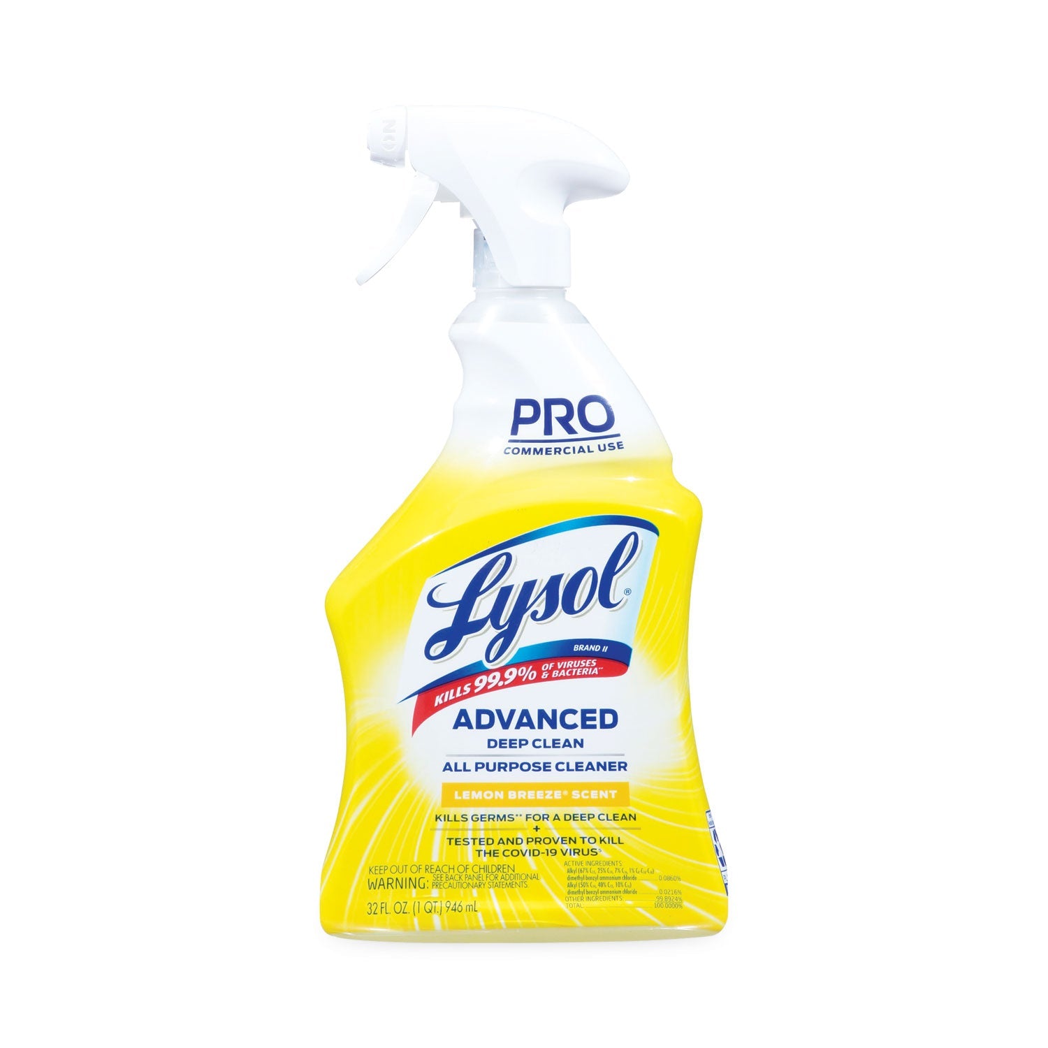 Professional LYSOL Advanced Deep Clean All Purpose Cleaner, Lemon Breeze, 32 oz Trigger Spray Bottle