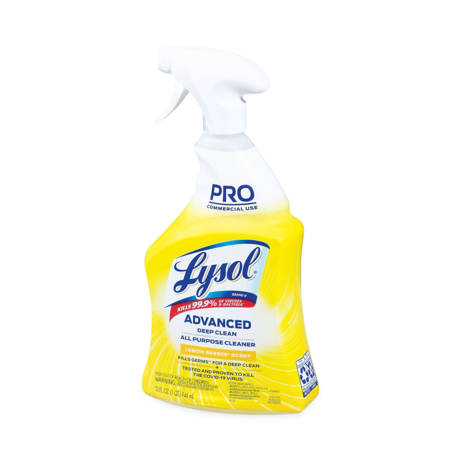 Professional LYSOL Advanced Deep Clean All Purpose Cleaner, Lemon Breeze, 32 oz Trigger Spray Bottle