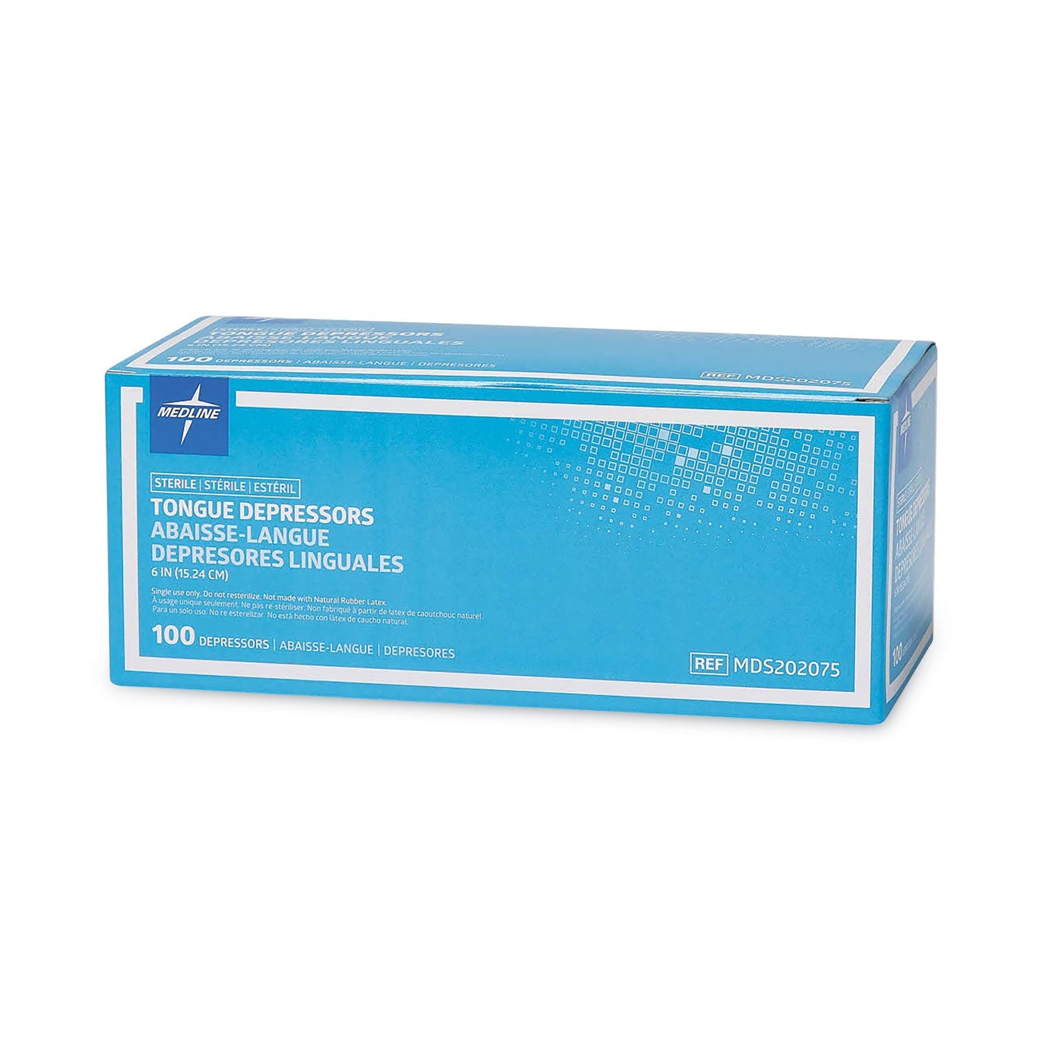Medline Sterile Tongue Depressors, Wood, 6" Long, 100/Box