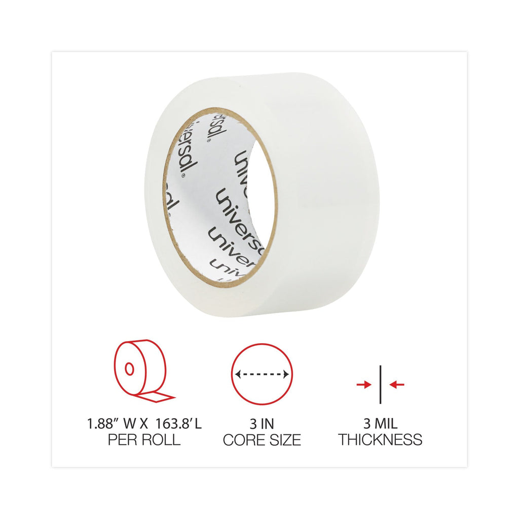 Universal Heavy-Duty Acrylic Box Sealing Tape with Dispenser, 3" Core, 1.88" x 54.6 yds, Clear, 2/Pack