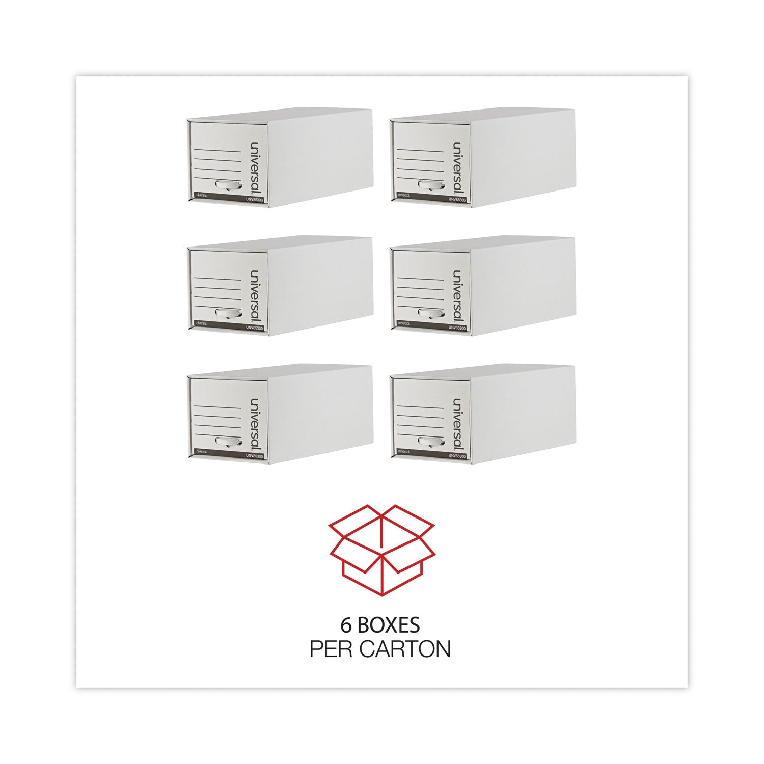 Universal Heavy-Duty Storage Drawers, Letter Files, 14" x 25.5" x 11.5", White, 6/Carton