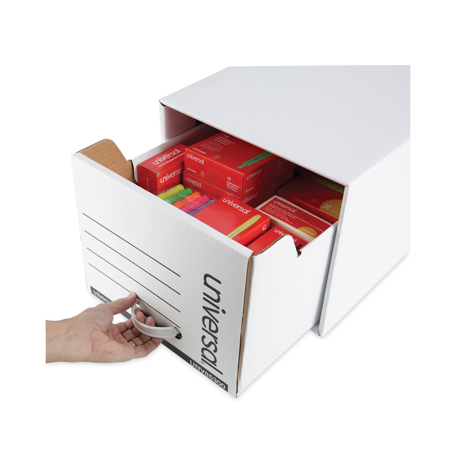 Universal Heavy-Duty Storage Drawers, Letter Files, 14" x 25.5" x 11.5", White, 6/Carton