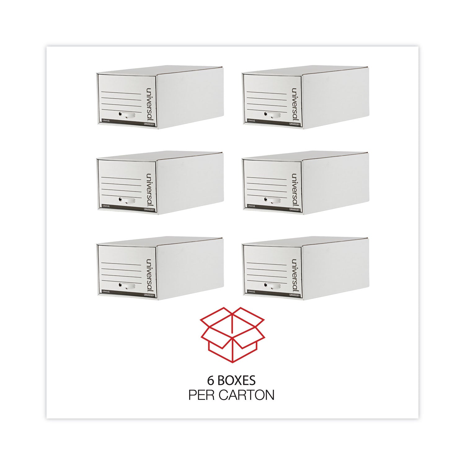 Universal Heavy-Duty Storage Drawers, Legal Files, 17.25" x 25.5" x 11.5", White, 6/Carton