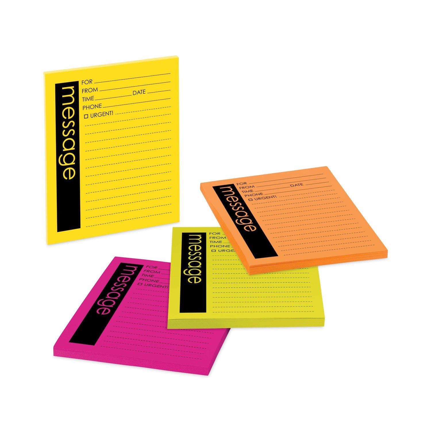 Post-it Self-Stick Message Pad, Note Ruled, 4" x 5", Energy Boost Collection Colors, 50 Sheets/Pad, 4 Pads/Pack