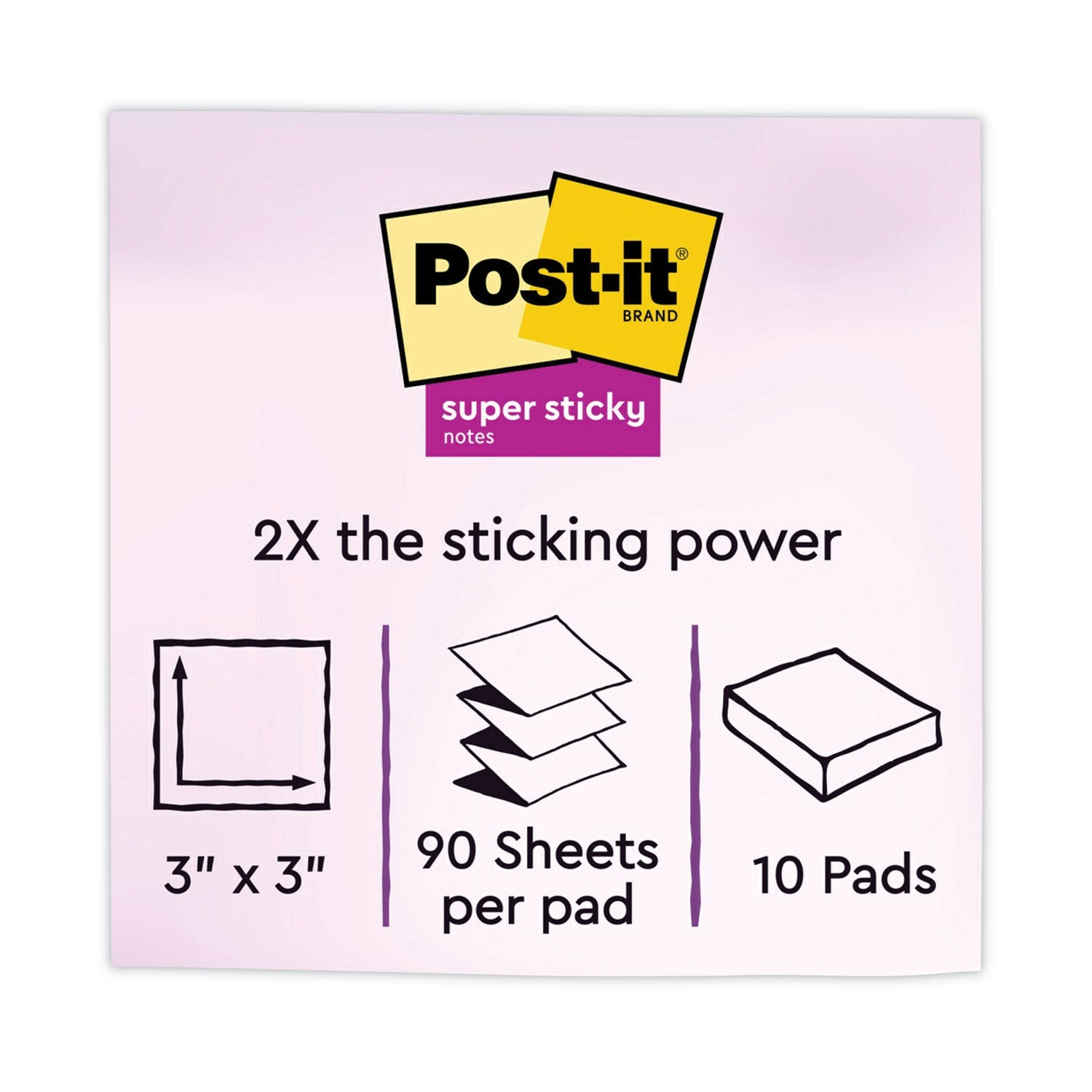 Post-it Pop-up 3 x 3 Note Refill, 3" x 3", Energy Boost Collection Colors, 90 Sheets/Pad, 10 Pads/Pack