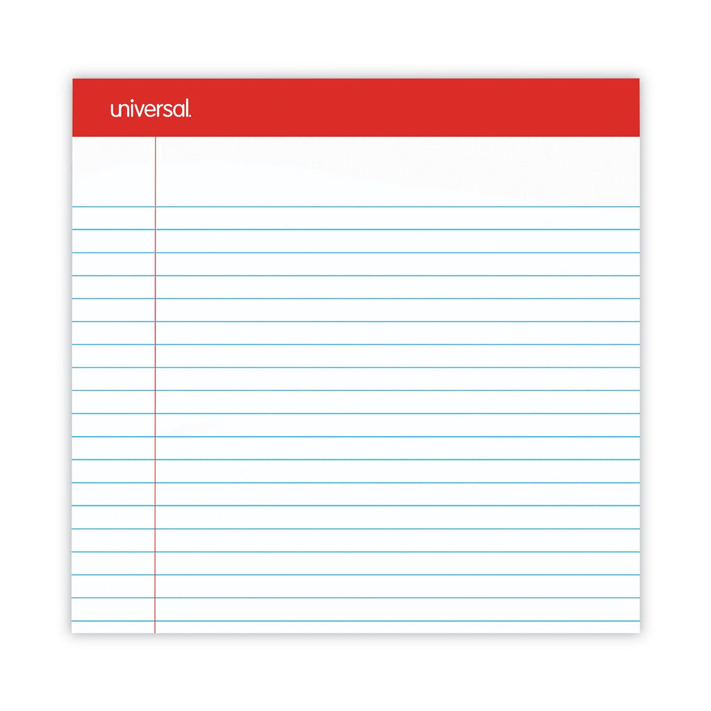 Universal Perforated Ruled Writing Pads, Wide/Legal Rule, Red Headband, 50 White 8.5 x 14 Sheets, Dozen