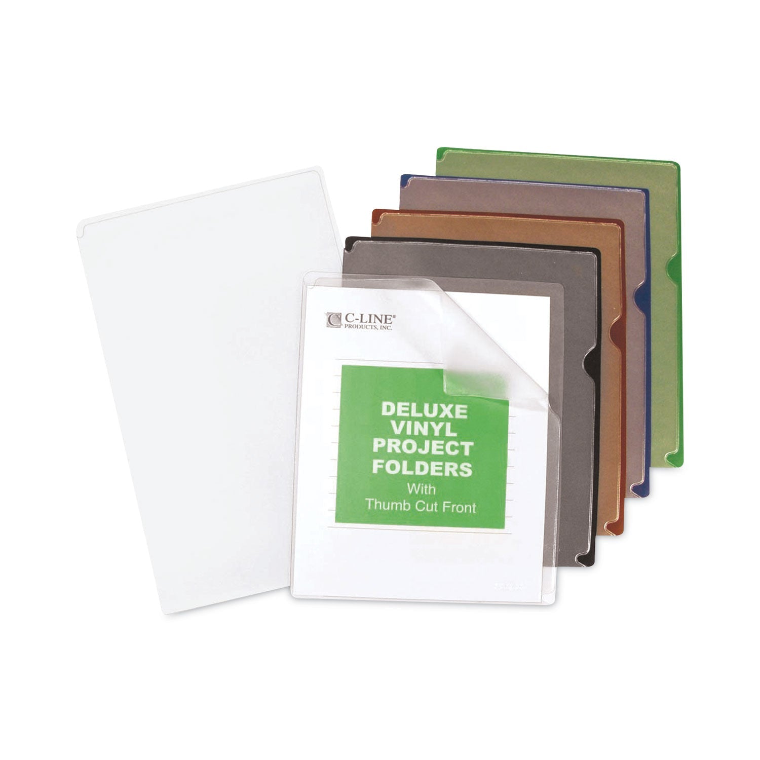 C-Line Deluxe Vinyl Project Folders, Letter Size, Assorted Colors, 35/Box
