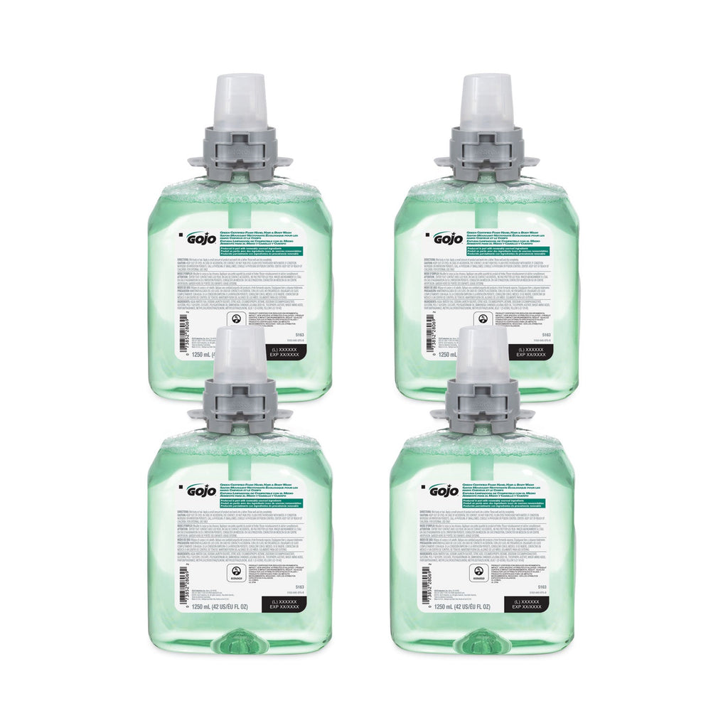 GOJO Green Certified Foam Hair and Body Wash, Cucumber Melon, 1,250 mL Refill, 4/Carton