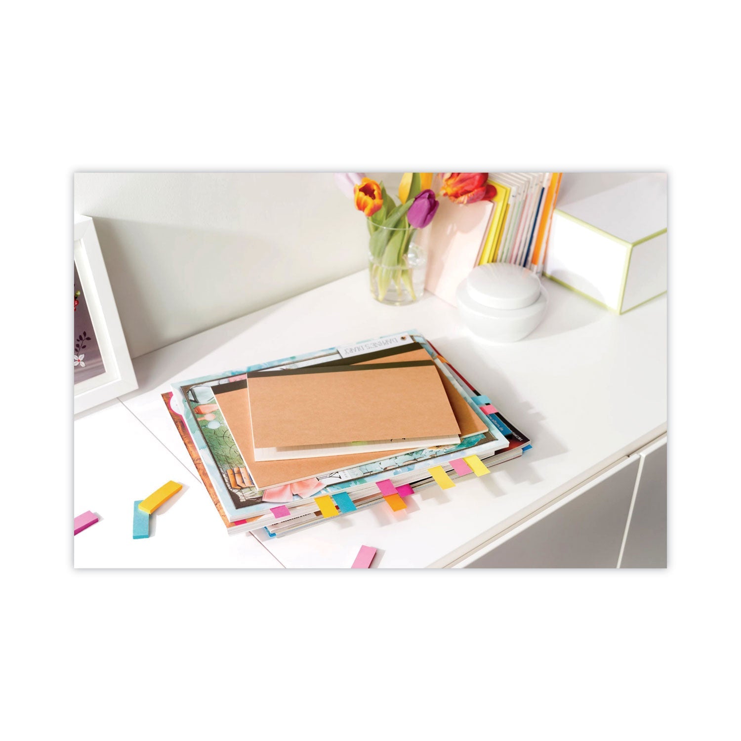 Post-it Standard Page Flags in Dispenser, White, 50 Flags/Dispenser, 2 Dispensers/Pack