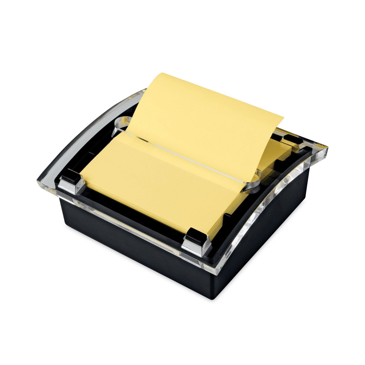 Post-it Clear Top Pop-up Note Dispenser, For 3 x 3 Pads, Black, Includes 50-Sheet Pad of Canary Yellow Pop-up Pad