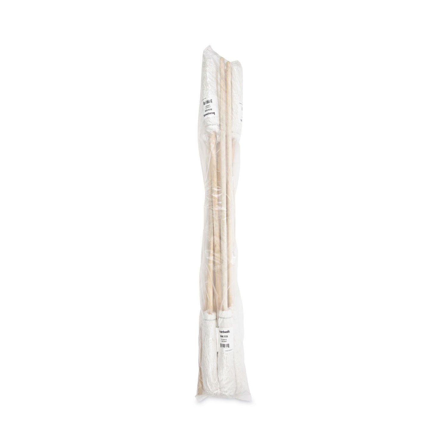 Boardwalk Handle/Deck Mops, 12 oz White Rayon Head, 48" Oak Wood Handle, 6/Pack