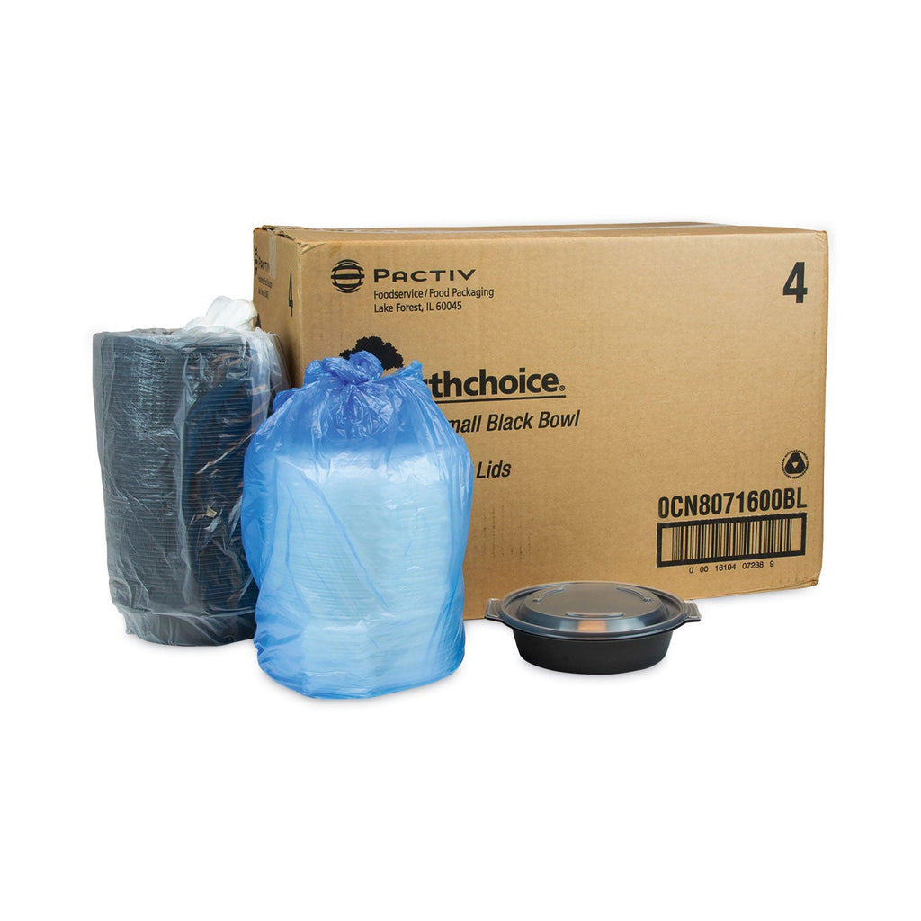 Pactiv Evergreen EarthChoice MealMaster Container with Lid, 16 oz, 7 x 7 x 1.8, Black/Clear, Plastic, 252/Carton