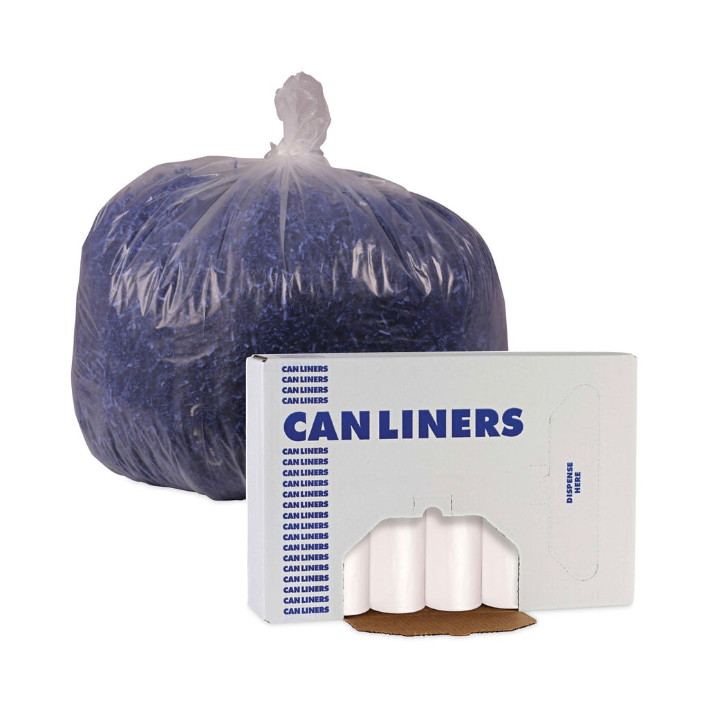 Boardwalk High Density Industrial Can Liners Coreless Rolls, 30 gal, 16 microns, 30 x 37, Natural, 20 Rolls 25 Bags