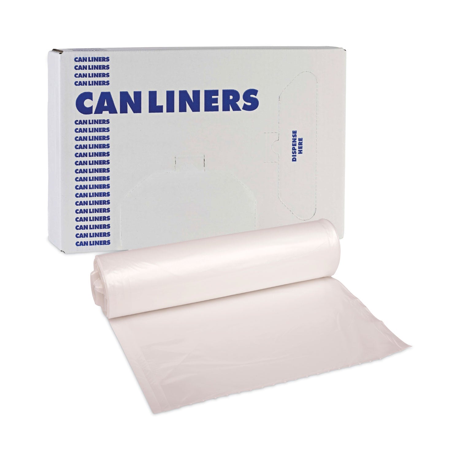 Boardwalk High Density Industrial Can Liners Coreless Rolls, 30 gal, 16 microns, 30 x 37, Natural, 20 Rolls 25 Bags
