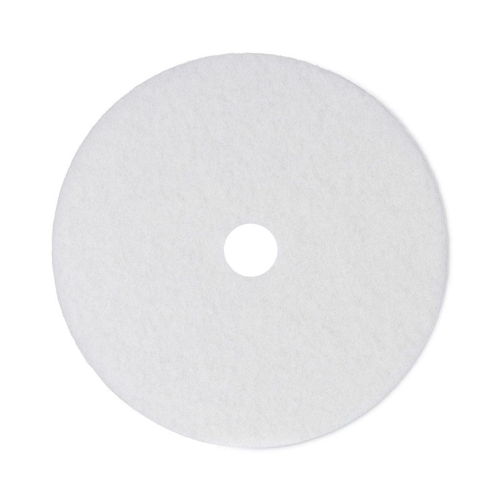 Boardwalk Polishing Floor Pads, 24" Diameter, White, 5/Carton