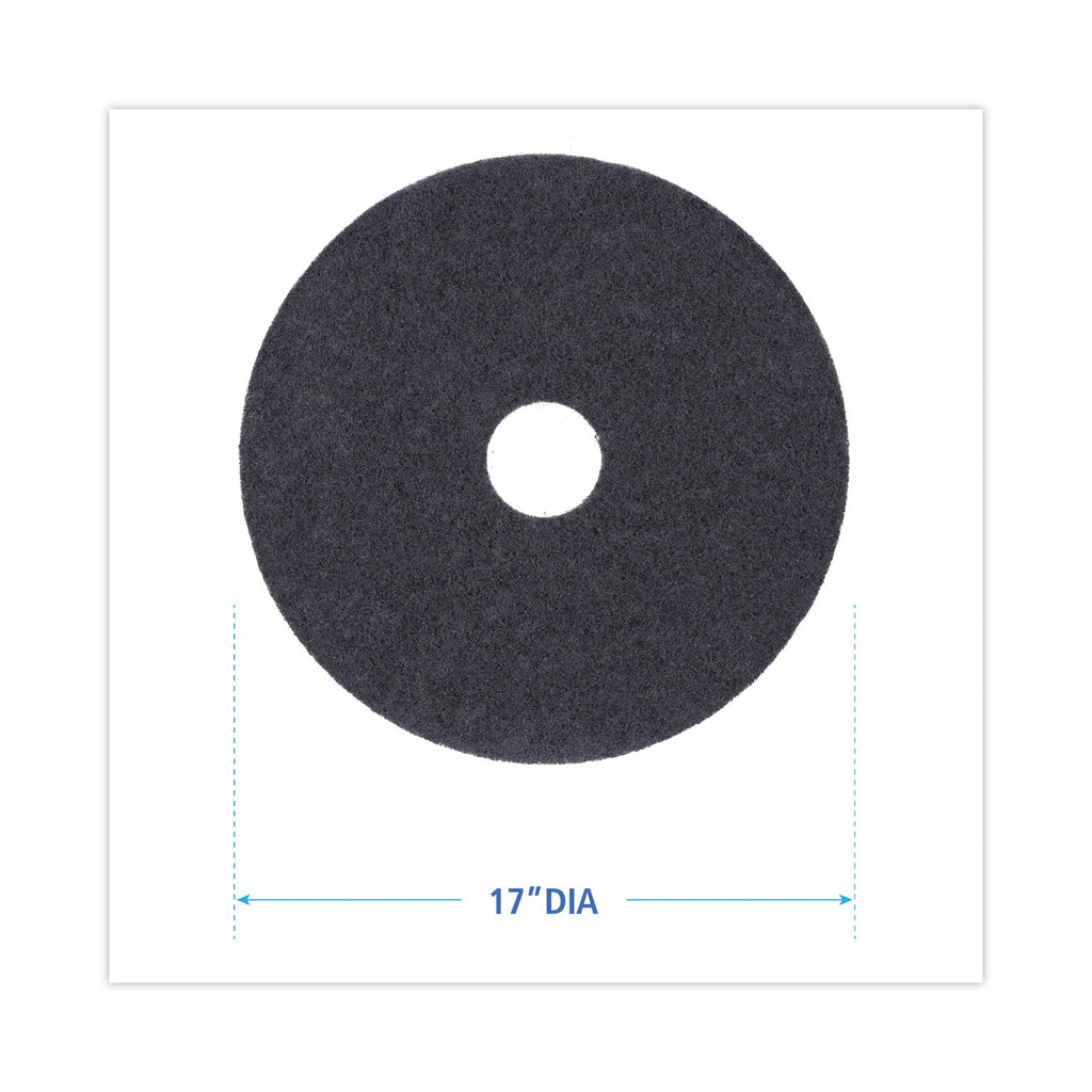 Boardwalk Stripping Floor Pads, 17" Diameter, Black, 5/Carton