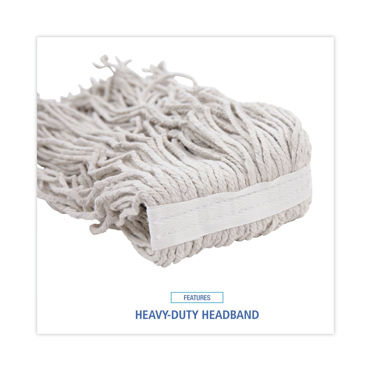 Boardwalk Banded Cotton Mop Heads, 24oz, White, 12/Carton