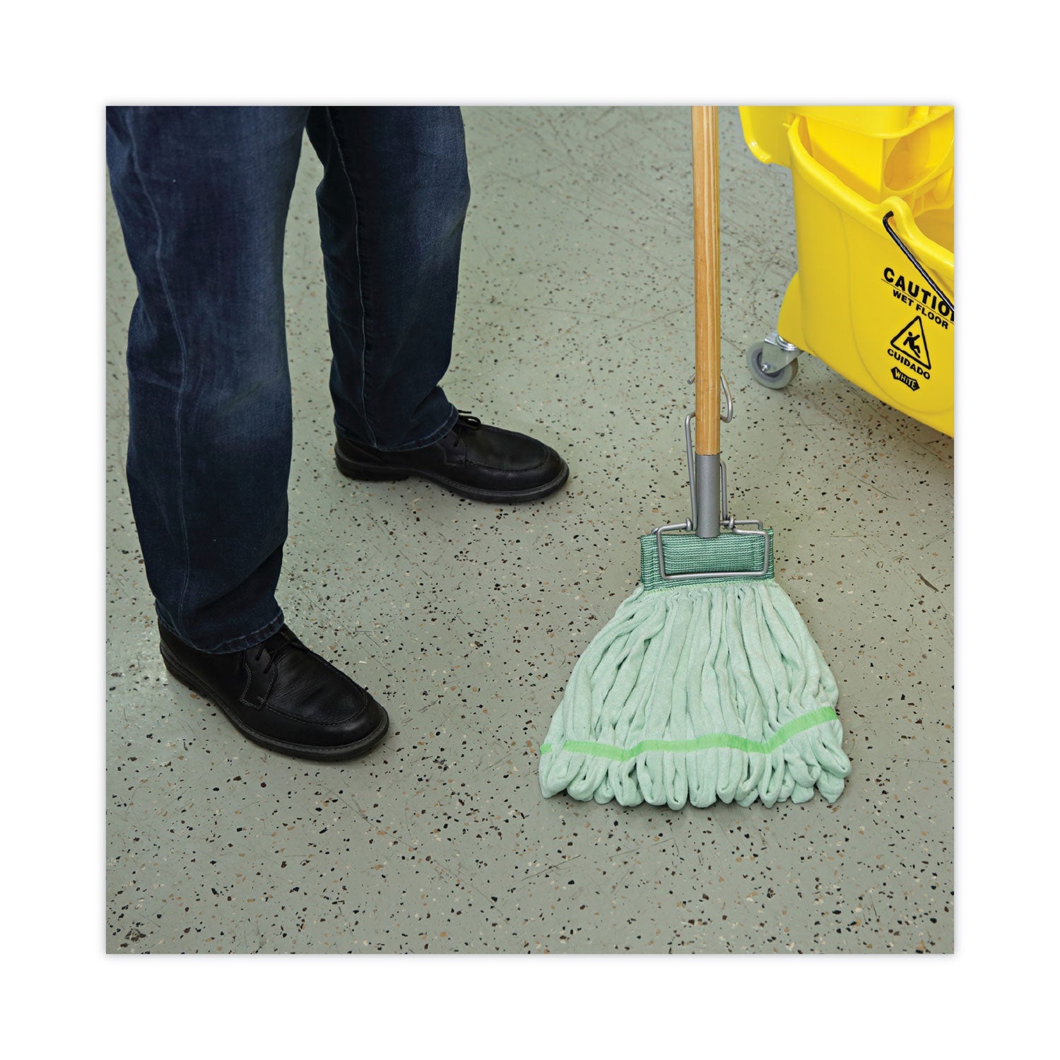 Boardwalk Microfiber Looped-End Wet Mop Heads, Medium, Green, 12/Carton