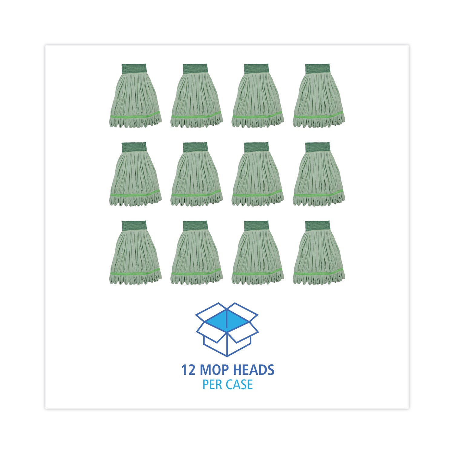 Boardwalk Microfiber Looped-End Wet Mop Heads, Medium, Green, 12/Carton